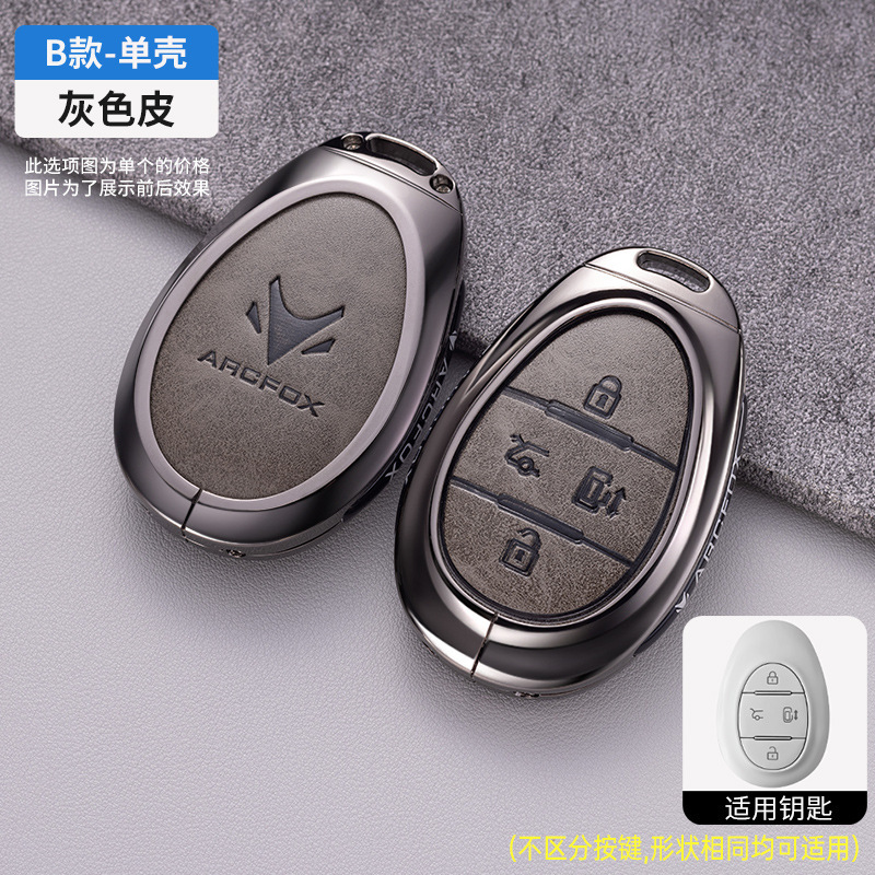 버튼이 없는 모델 B 건메탈 그레이 가죽(가죽 버튼)