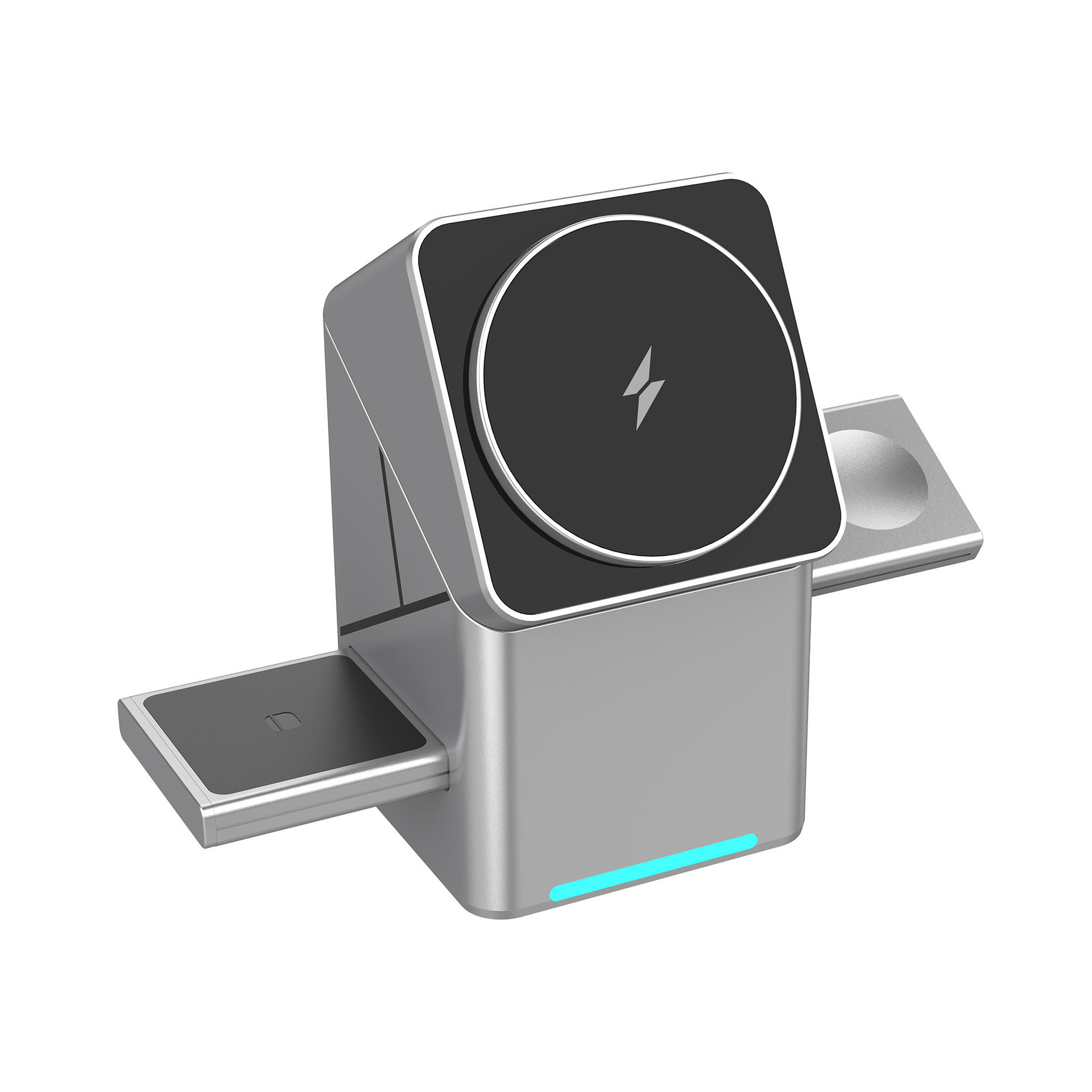 Cubo Rubik cargador inalámbrico de absorción magnética rotativa cuatro en uno fuerte transfronterizo 15W carga rápida lámpara de noche multifuncional cargador de escritorio