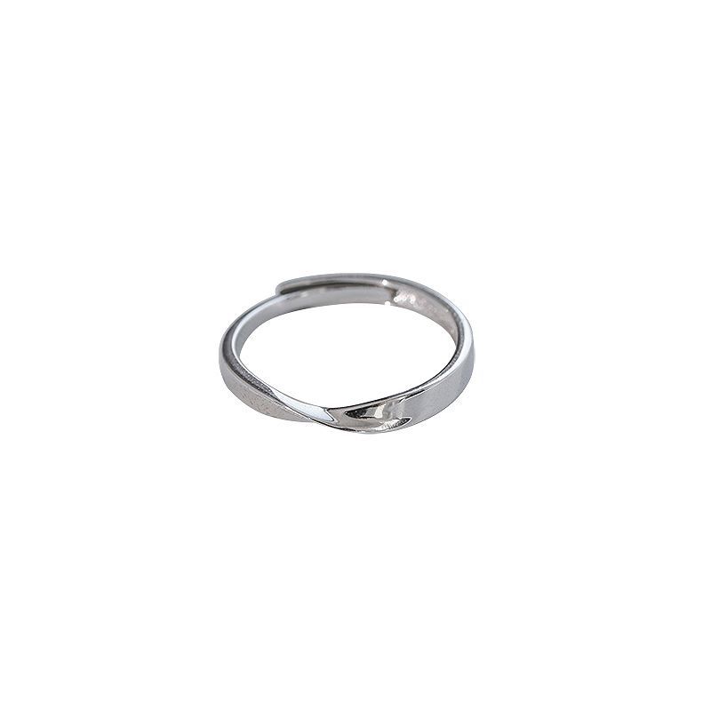 S925 Sterling Silver Möbius Ring For Women Open Adjustable Band_voghion.com