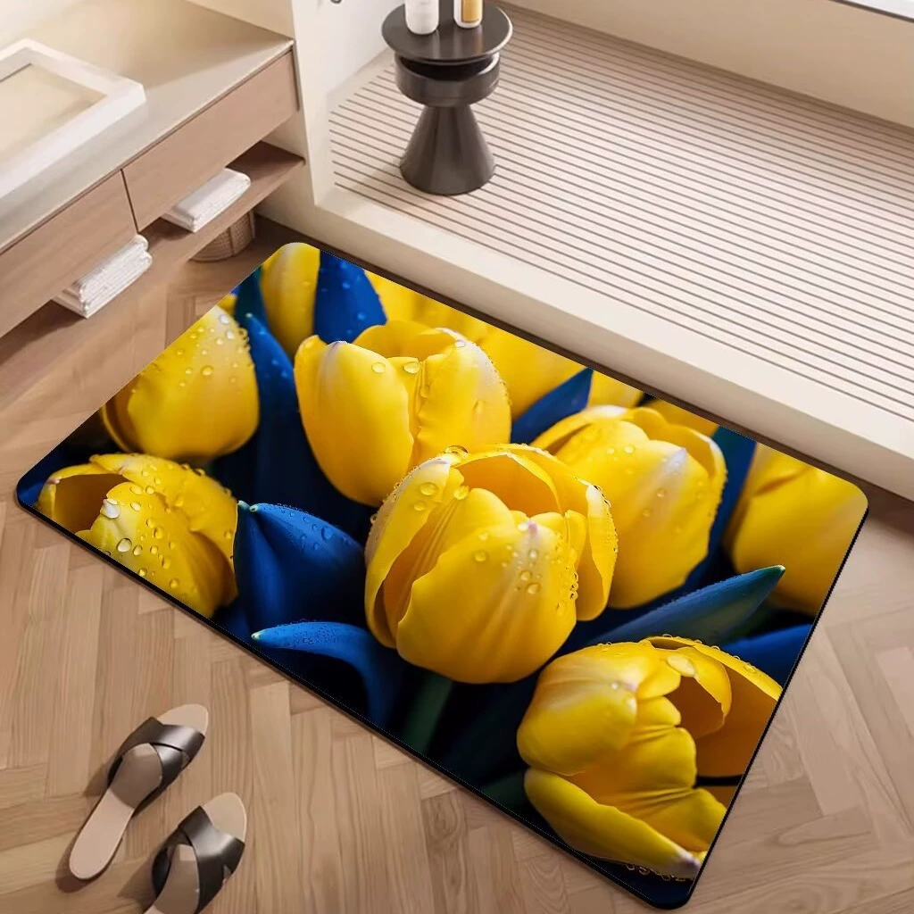 Новый тип тюльпан диатомовая грязь коврик для ванной ванной ванной абсорбционный ножной коврик противоскользящий коврик для кухни технический ткань