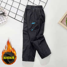 加绒冲锋裤男女童防寒春秋冬保暖户外防风裤中大童运动裤2025新款