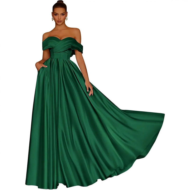 Elegant Satin Evening Dress Cross-Border One-Shoulder Elegant Prom Dress Fashionable High-End Birthday Long Dress
