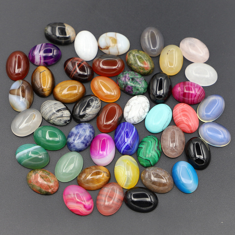 Best selling explosions natural stone 13*18mm oval ring surface synthetic semi-precious stone tiger's eye stone agate turquoise epidote