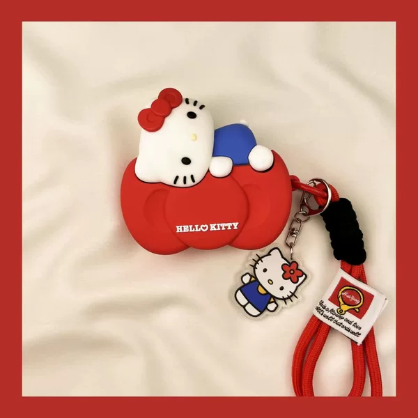 Bowtie KT Cat case for AirPods 4 Apple Bluetooth wireless earphone protective cover 1/2/3 generation pro2 silicone