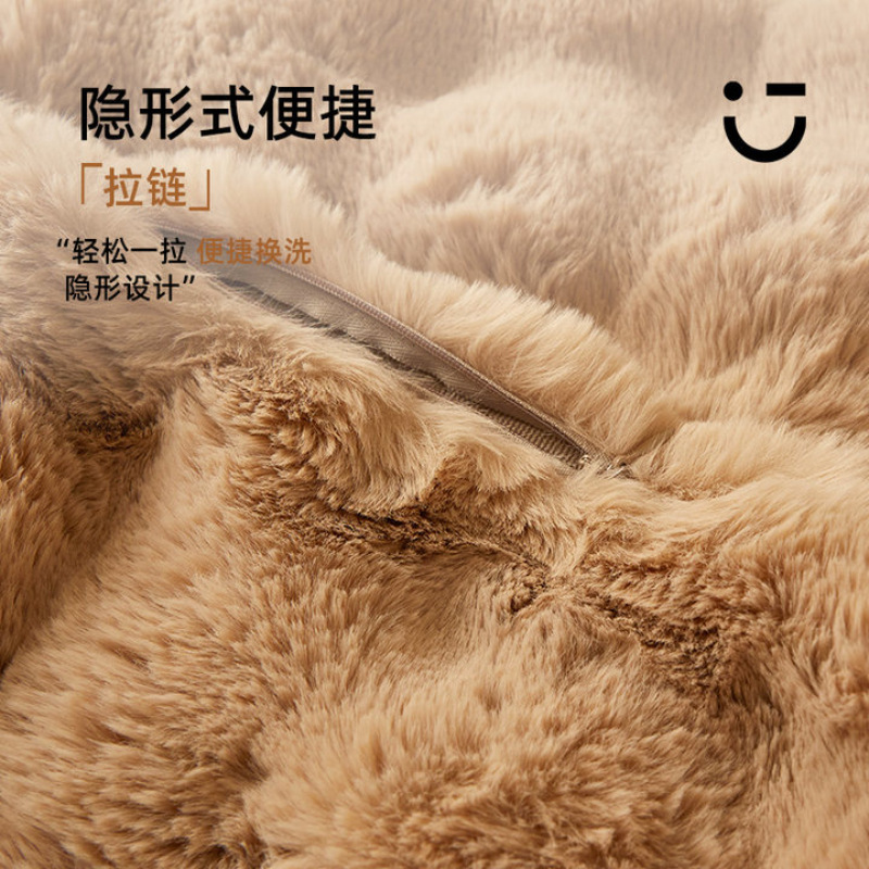 Almohada de piel de conejo de doble cara, sofá, almohada para sala de estar, respaldo para oficina, cojín de cabecera de invierno, núcleo de almohada, hogar para automóvil