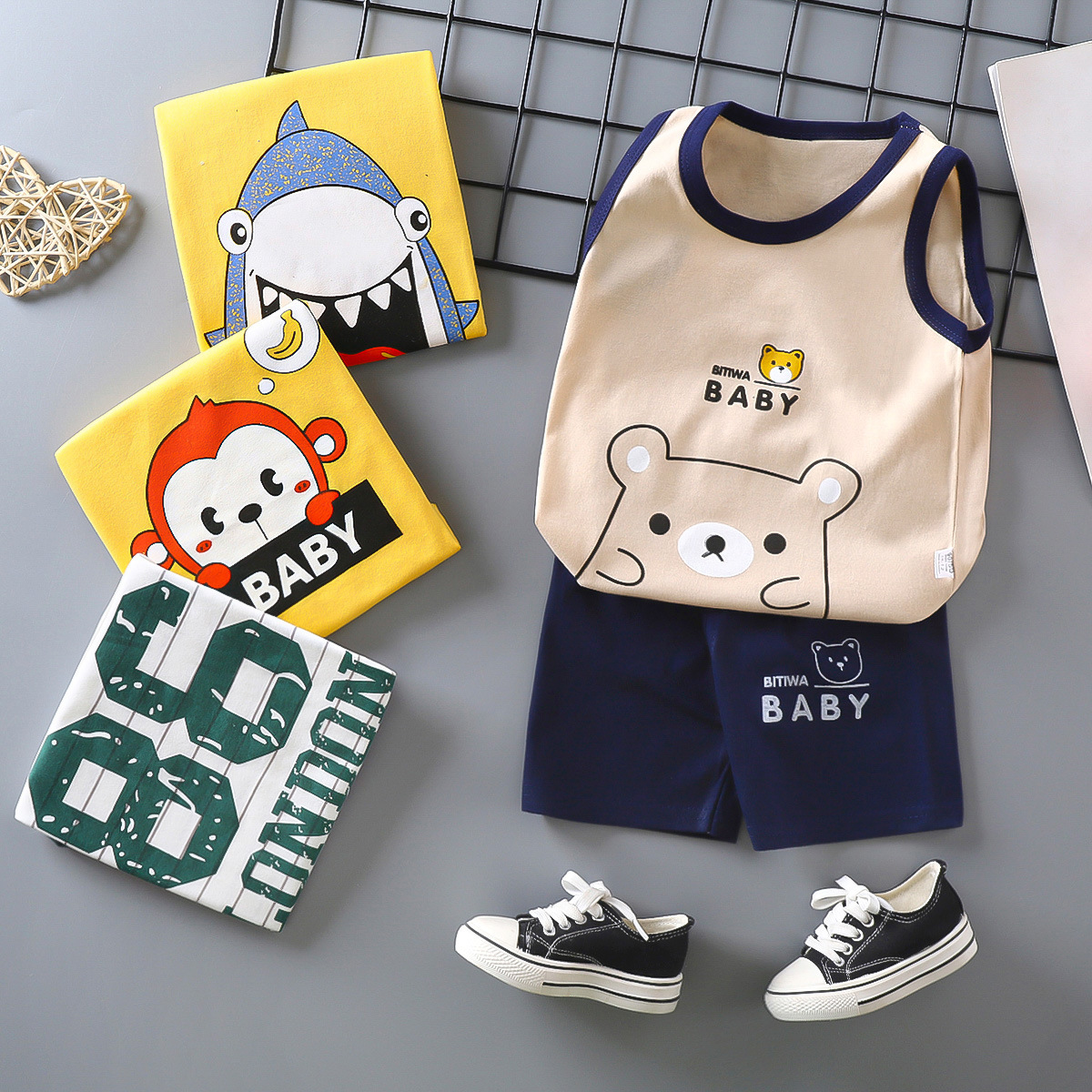 Children's Vest Set, Class A, Summer Pure Cotton, New Style, Thin Summer Clothes for Boys and Girls, Baby Clothing, Children's Wear
