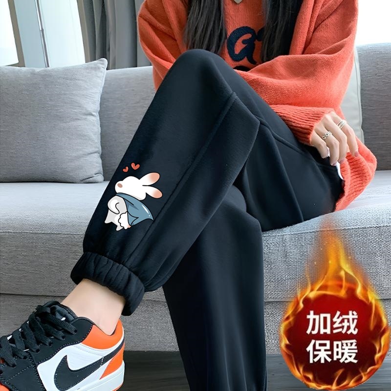 뒷면 토끼 레깅스 블랙 팬츠와 벨벳