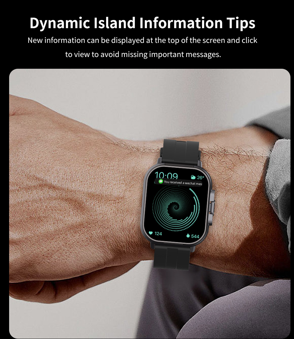 Smartwatch D8 Bluetooth com função de chamada, rastreador de condicionamento físico, monitor de frequência cardíaca, NFC, à prova d'água, compatível com Android_voghion.com