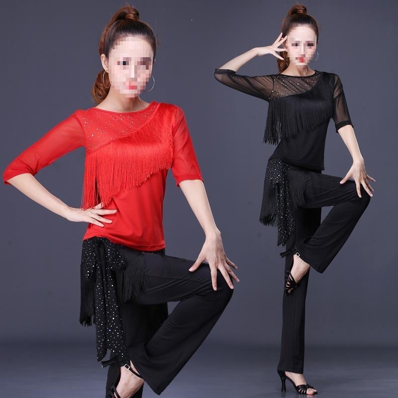 New square dance outfit set with tassel top, skirt and pants, Latin dance costume, dance performance costume for women, spring sailor dance.