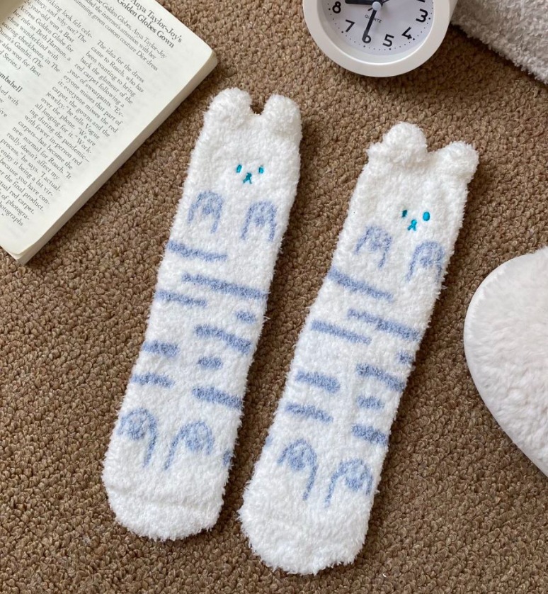 Calcetines de Piso de Felpa Media Caña de Poliéster Cálidos y Absorbentes para Casa image 10