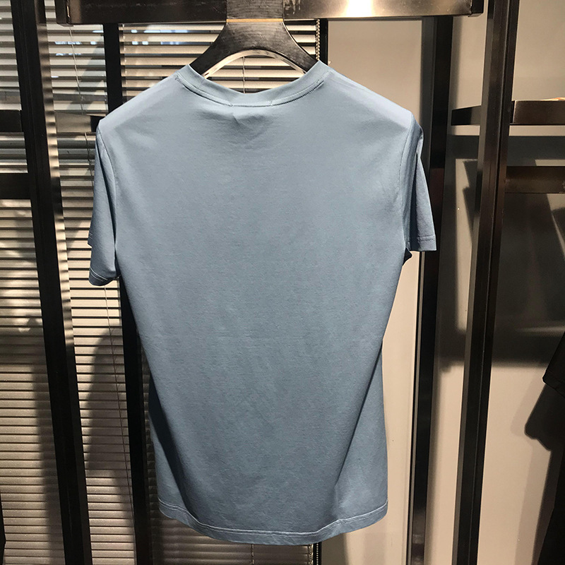 T-shirt à manches courtes pour hommes en soie glacée 2021, nouveau modèle d'été imprimé couronne petite abeille_voghion.com