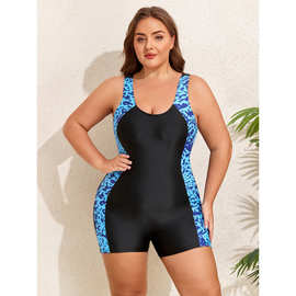 2026跨境亚马逊新款欧美大码泳衣连体平角裤女士竞速冲浪加肥泳装