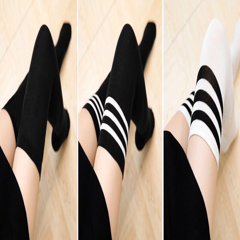 Korean-Style Non-Slip Thigh-High Socks, Mid-Calf Lolita Socks, Over-The-Knee Socks, Student Jk Long Striped High Socks, Long Socks Sy