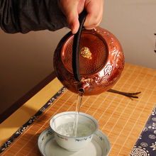 清仓紫铜茶壶纯手工錾刻家用复古烧水壶纯紫铜功夫茶具1300ML烧水