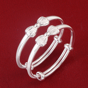 0-6 genuine goods 999 full silver bow baby bracelet full moon baby newborn baby year of the snake sterling silver bracelet