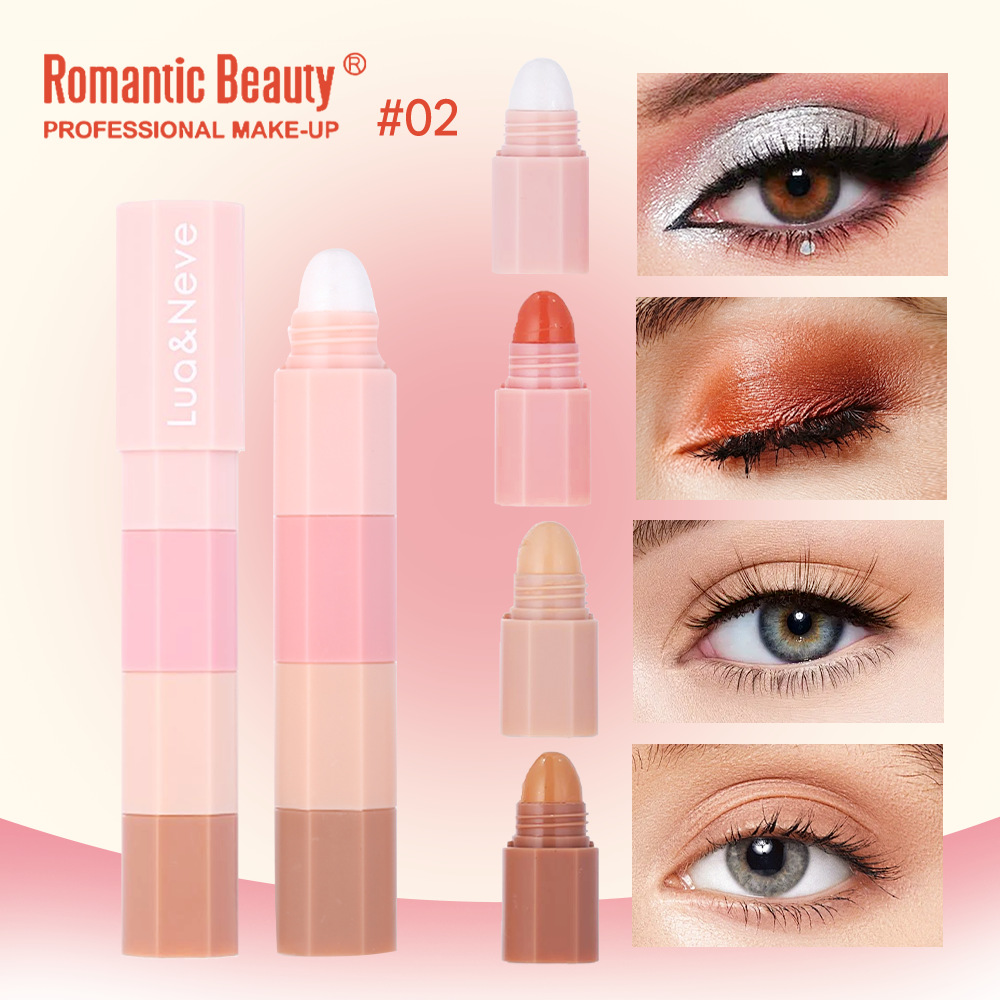 Barras de resaltado transfronterizas de cuatro secciones fáciles de colorear barras de sombras de ojos multi-sección cuatro en uno resaltador duradero de doble uso sin sombras de ojos de color