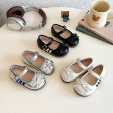 儿童蝴蝶结款小皮鞋2025年春秋季女童鞋子女宝宝时尚软底公主鞋潮