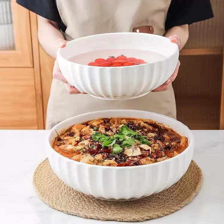 创意纯白陶瓷大汤碗酸菜鱼汤碗家用大号餐具汤碗面碗水煮鱼汤碗
