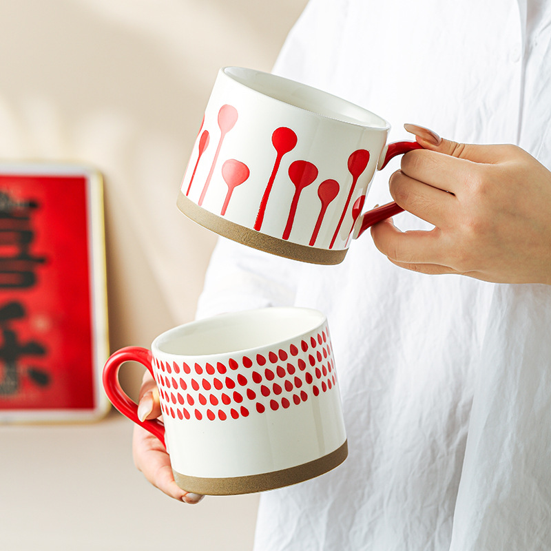 Taza pintada a mano para mujer, taza de agua para oficina, recuerdo para el hogar, regalo de boda y cumpleaños, taza creativa de cerámica pintada a mano