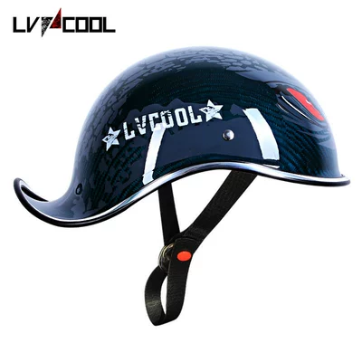 Motosiklet kaskı (dəbilqə), half helmet, summer safety helmet, electric - carbon-fiber-blue-dinosaur-m