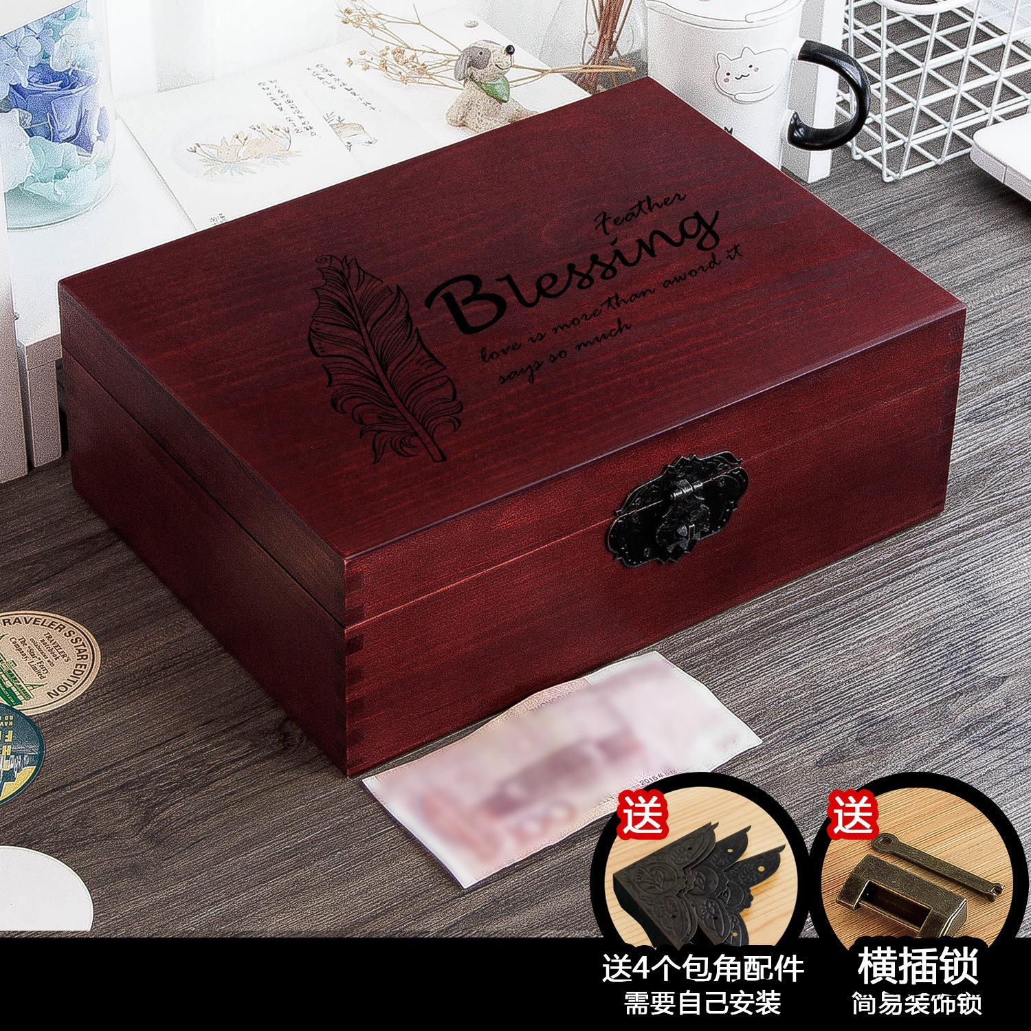 Large feather [burgundy] 32.5*23.5*11.8CM