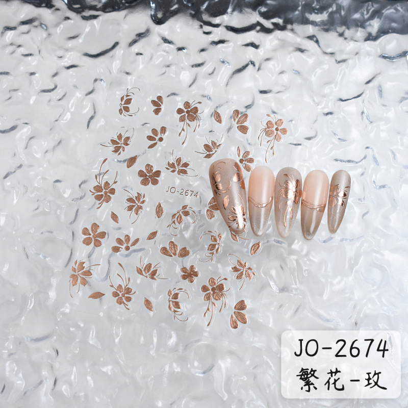 悦己爆金花繁花シリーズ小花ネイルシール富貴爆発金色バラ金花シール|undefined