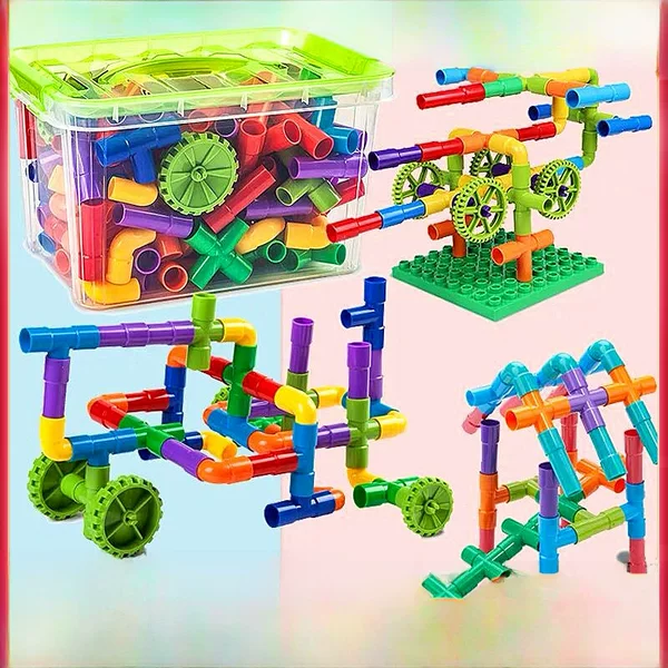 Cross-Border Children's Large Water Pipe Building Blocks for Boys and Girls, Educational Toys for Kindergarten Early Education, Assembly Building Blocks