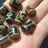 Two -eye tiger teeth pattern agate bead bucket beads yellow to pure high oil handmade bead collection AQX10