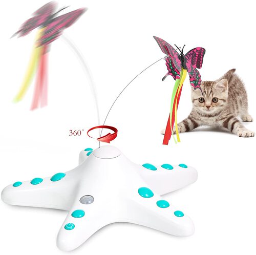 Funny cat toy self-happy starfish butterfly spin cat toy intelligent induction bite-resistant cat teaser cat toy interactive