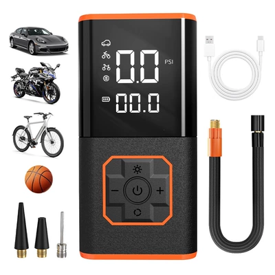 Cross-border portable car air pump with intelligent digital display, air pump for bicycle tires, basketball, electric air pump (Hava nasosu) - cross-border-packagingcharging-digital-display-model-all-in-one-charger-can-fill-4-car-tires