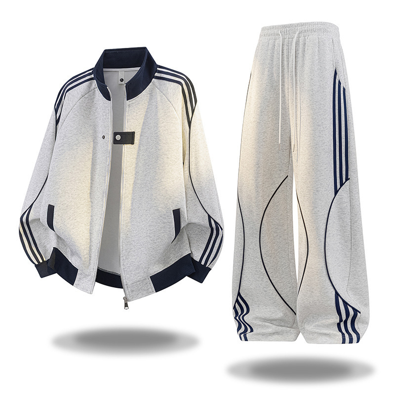 NASA tracksuit for men, a set of sunny and clean spring and autumn striped patchwork jacket and sports-style two-piece outfit