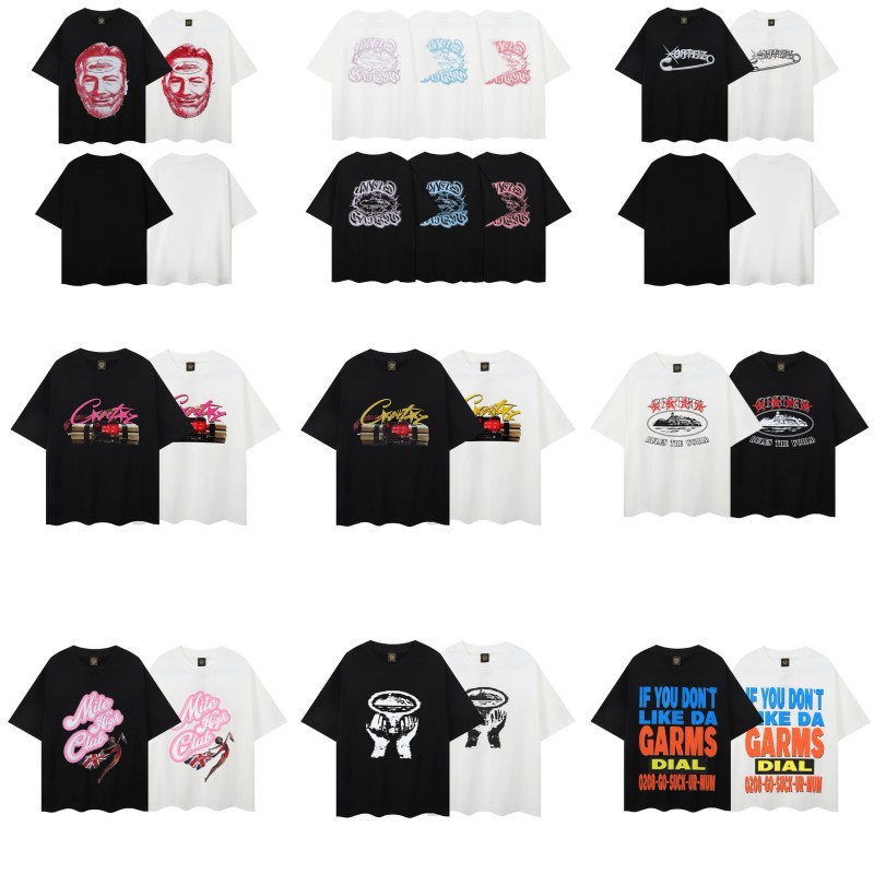 Classic unisex T-shirt with letter print from Devil Island, loose round neck, couple's base shirt for men, new style.