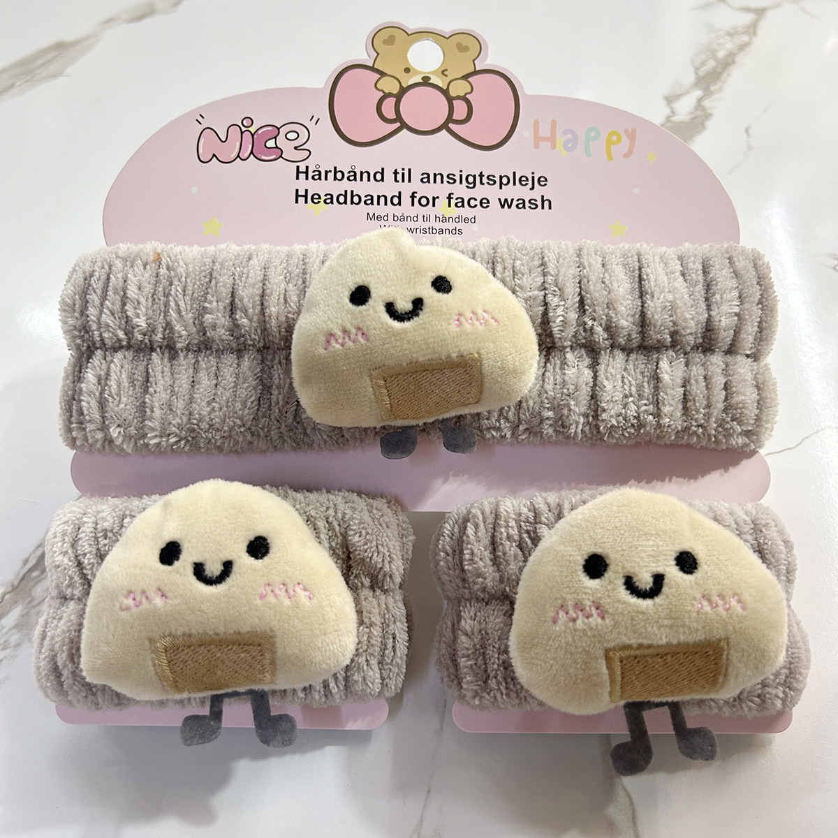 Banda de cabello de moda con tarjeta de papel dulce decoración de animales pequeños de peluche de lavado banda de cabello de dibujos animados correa de muñeca tridimensional