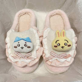 棉拖鞋女厚底全包跟可爱毛绒踩屎感防滑拖鞋冬季加绒保暖月子棉鞋