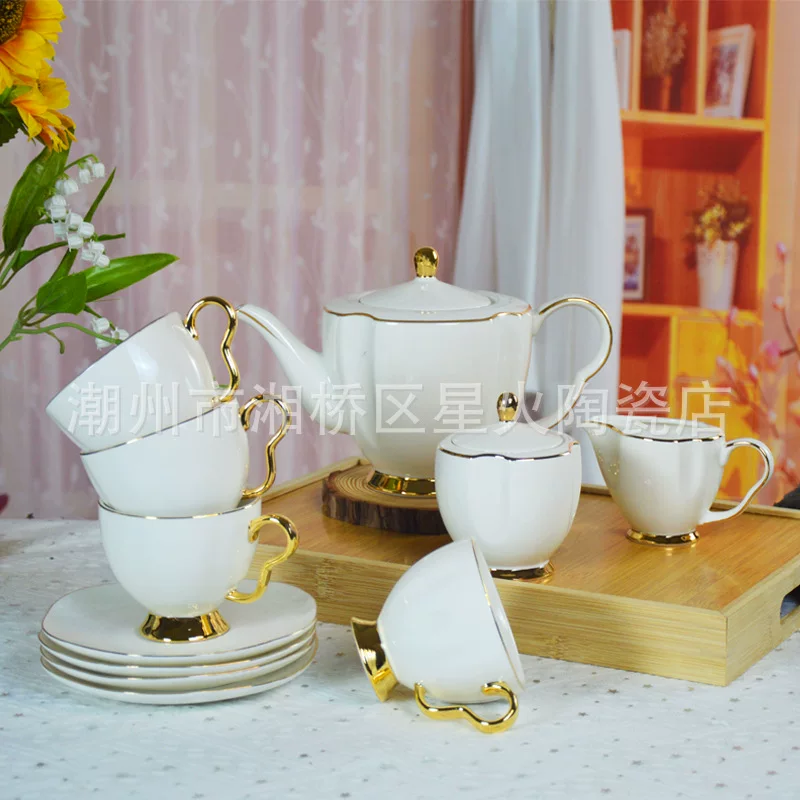 Ceramic coffee teapot, set, simple and elegant design, European style