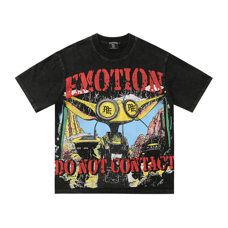 MIXED EMOTION 新作 25ss クロスボーダー アメリカン トレンド ストリート ピュアコットン ヒップホップ ホット ショート カジュアル ダイヤモンド 半袖 Tシャツ|undefined