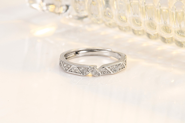 5g Weight Zircon Inlay Material Open Ring Classification Adjustable Ring Size Fashion Geometric Copper Plating Zircon Open Ring