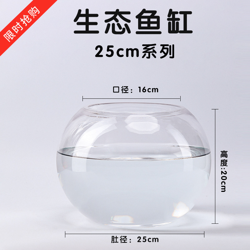オフィスの小さな水槽は透明なガラスの亀のかめの客間の家庭のデスクトップの円形のミニ金魚鉢を厚くします。|undefined