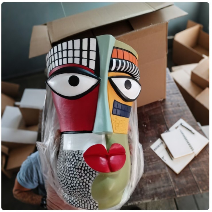  for Creative Human Face Abstract Face Colorful Flower Pot Home Desktop Balcony Courtyard Resin Potted Plant Ornaments