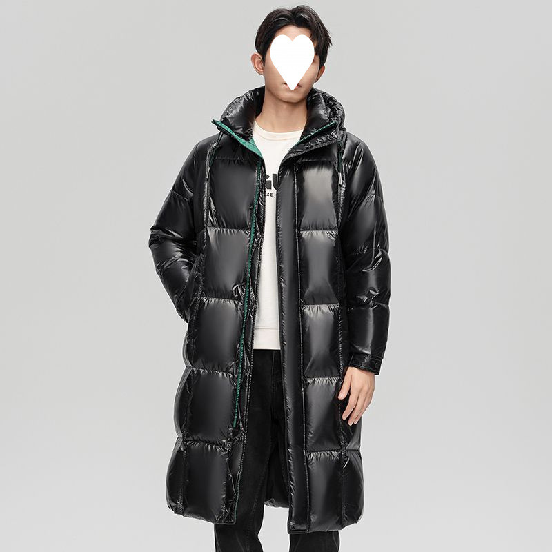 [New National Standard% down - Classy down Jacket] High-Quality Ski Wear Glossy Hooded Outwear Mid-Length down Jacket