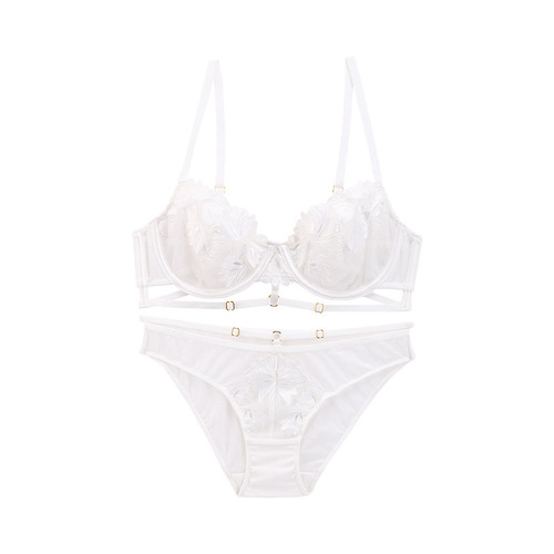  new style French lingerie sexy bra set summer ultra-thin lace embroidery flower thin bra on behalf of