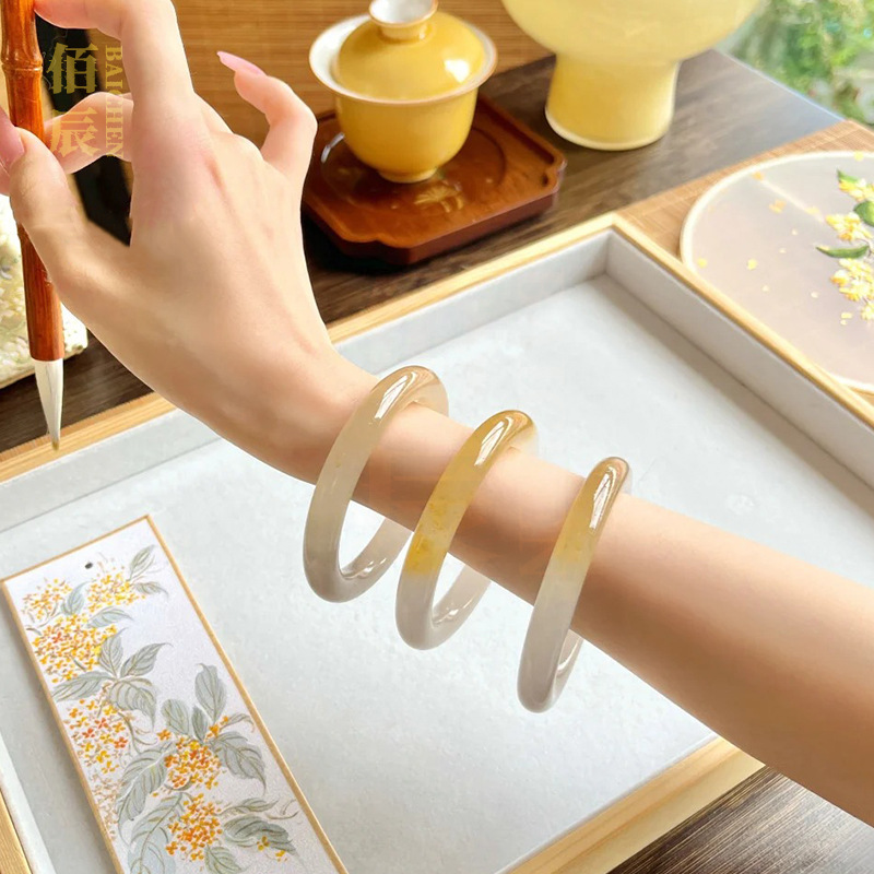 제조업체 도매 옥대용품 얼음 황룡 옥팔찌 반산 반물 오스만투스 양조 새로운 중국식 황옥팔찌