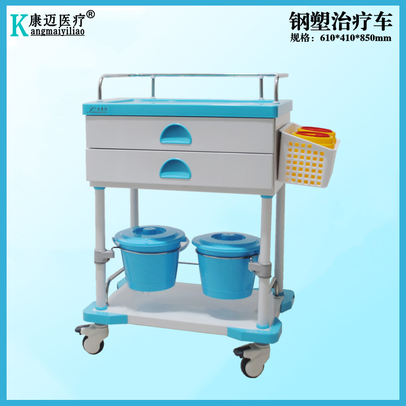 钢制彩车双抽医疗车不锈钢护理推车钢制推车ABS抢救车麻醉车