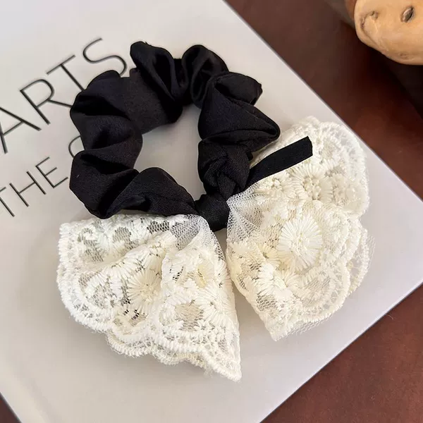 #1 Black and White Lace Hair Tie