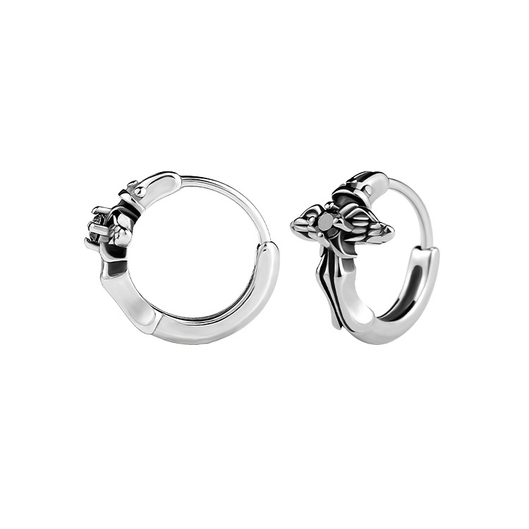 Personalised Black Diamond Cross Stud Earrings For Men Hip-hop_voghion.com