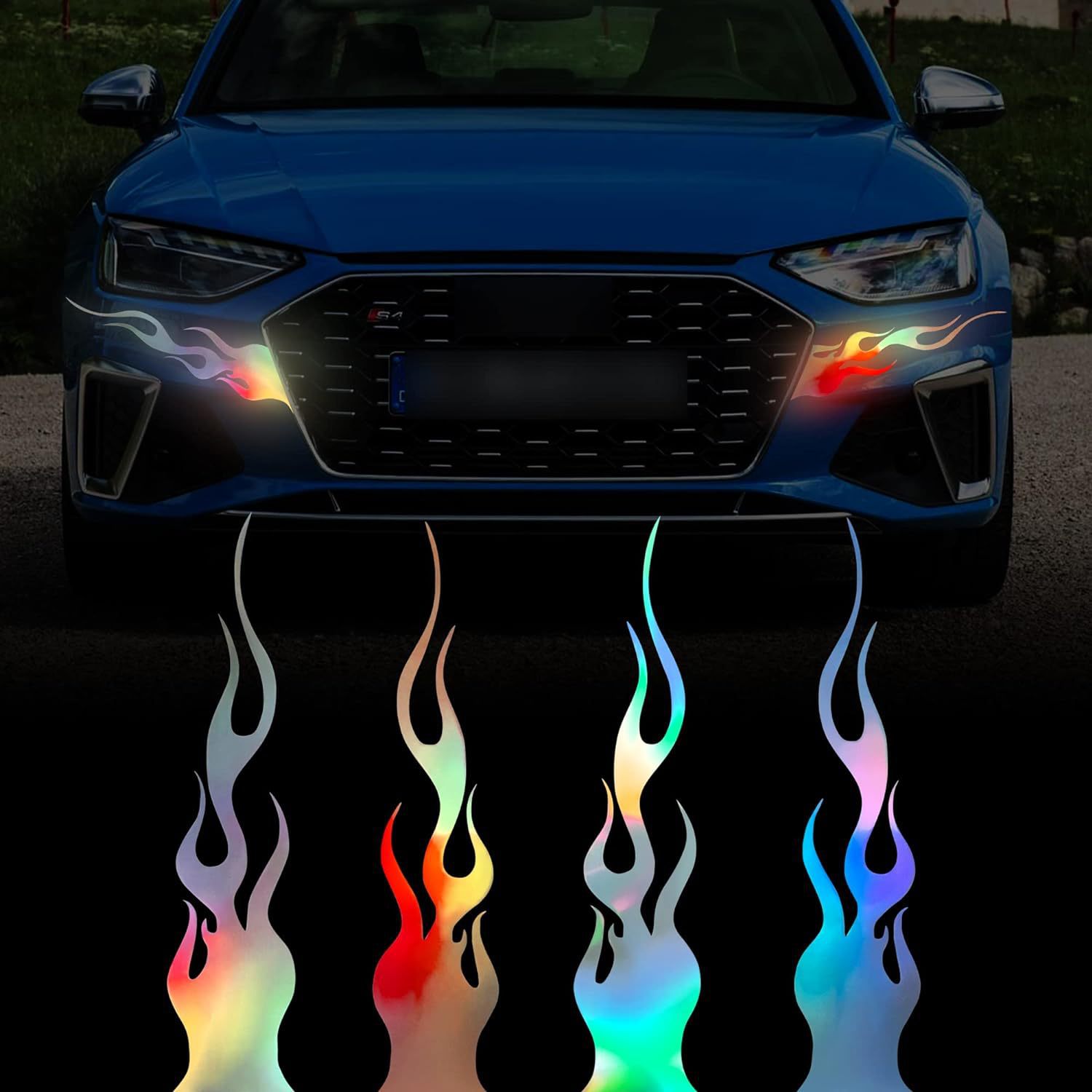 New Car Flame Reflective Sticker Vinyl Racing Motorcycle Sports Flame Stripe Decal_voghion.com