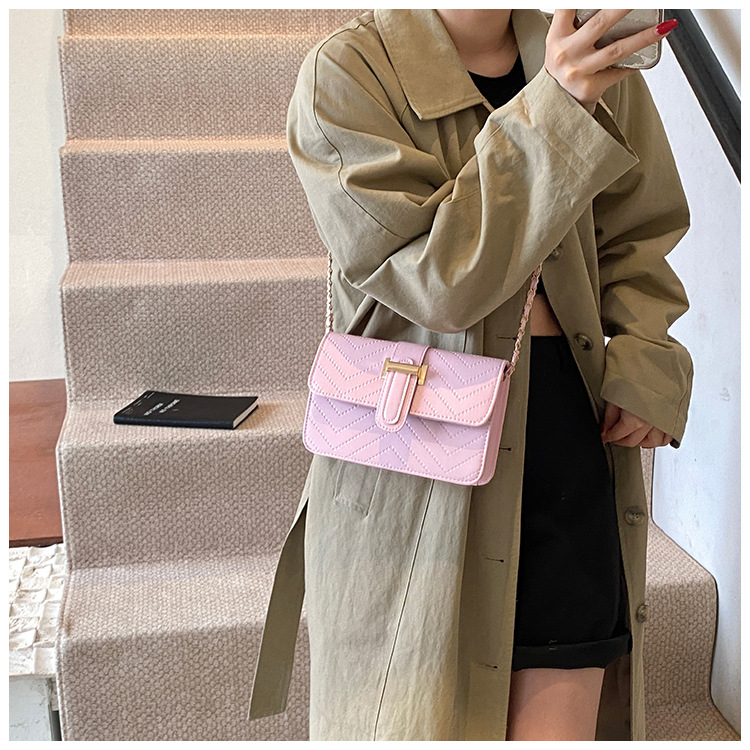High-end texture checkered tattoo line small bag for women, 2024 new style, simple and trendy, versatile chain single-shoulder crossbody bag undefined