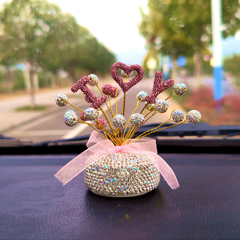 핑크 실버 다이아몬드 볼 편지 석고