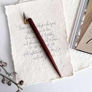 Casual Retro Solid Wood Oblique Pen English Calligraphy Fancy Oblique Head Pen Barrel Round Body Cursive Word Es Dip Pen Xichen