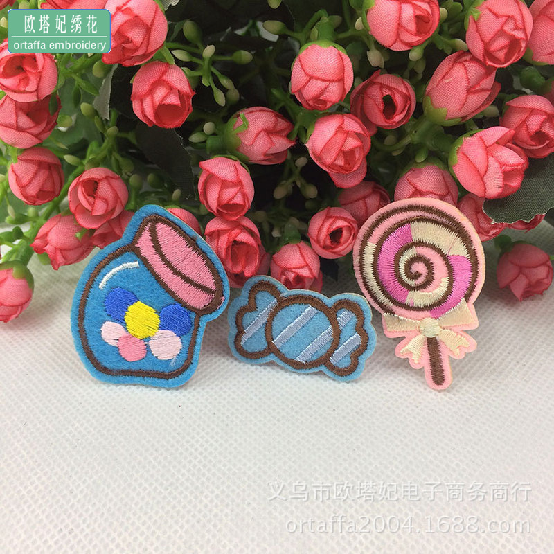 糖果甜美组合布贴卡通装饰绣贴衣服贴绣花补丁贴刺绣片熨烫贴工厂